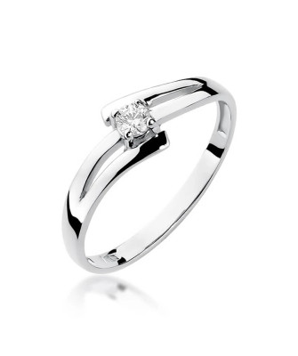Złoty pierścionek zaręczynowy z diamentem białe złoto 0,08ct