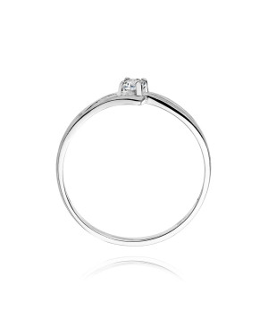 Złoty pierścionek zaręczynowy z diamentem białe złoto 0,08ct