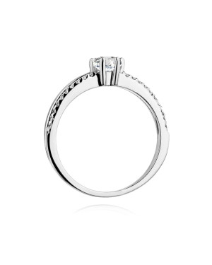 Złoty pierścionek z diamentami białe złoto 0,40ct
