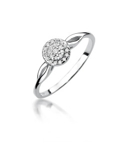Złoty pierścionek z diamentami białe złoto 0,12ct