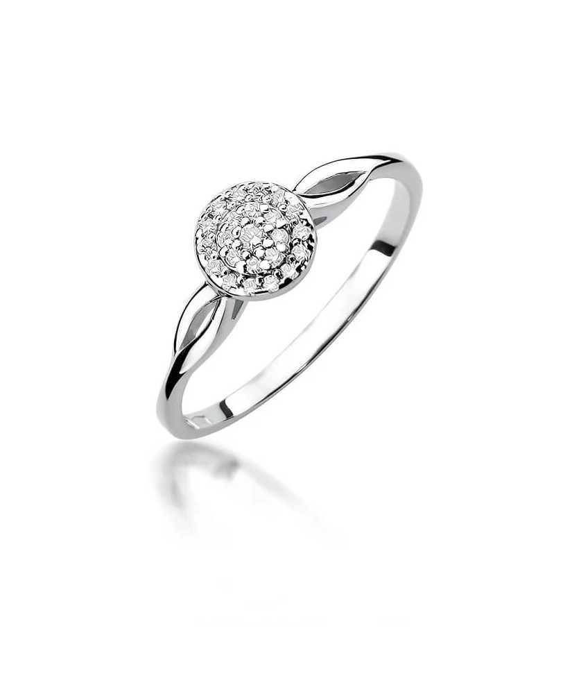 Złoty pierścionek z diamentami białe złoto 0,12ct