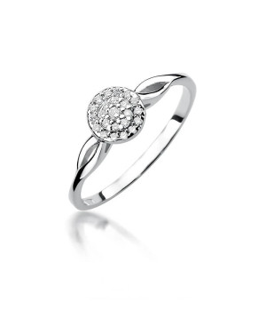 Złoty pierścionek z diamentami białe złoto 0,12ct