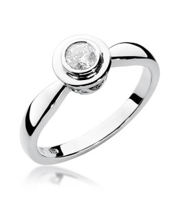 Złoty pierścionek z diamentem białe złoto 0,30ct