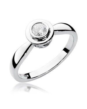 Złoty pierścionek z diamentem białe złoto 0,30ct