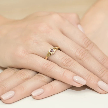Gold ring with diamond EY-185 ruby ​​| GoldJewellery