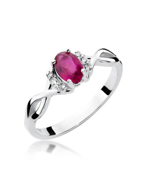 Rubin pierścionek białe złoto 0,60ct