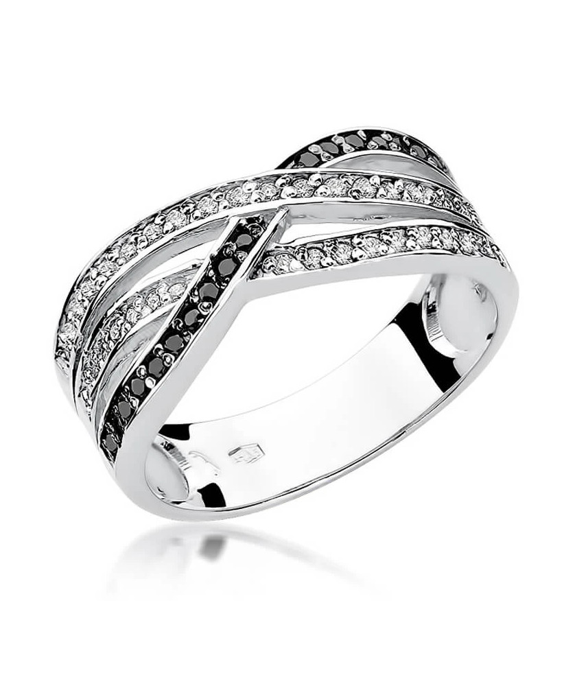 Gold ring with diamond white gold black diamonds