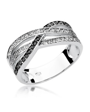Gold ring with diamond white gold black diamonds