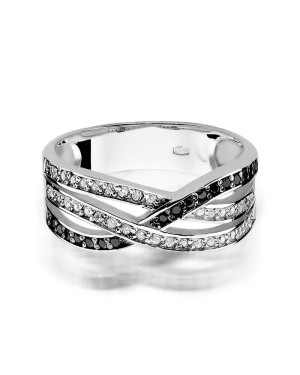 Gold ring with diamond white gold black diamonds
