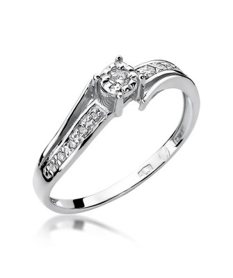 Gold ring with diamonds white gold 0.10ct