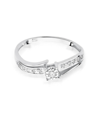 Gold ring with diamonds white gold 0.10ct