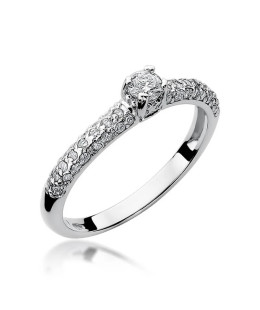 Złoty pierścionek z diamentami białe złoto 0,36ct