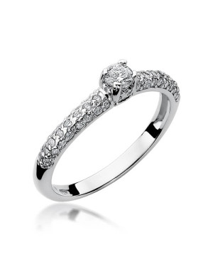 Złoty pierścionek z diamentami białe złoto 0,36ct