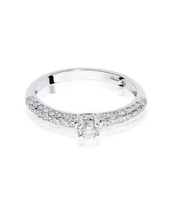 Złoty pierścionek z diamentami białe złoto 0,36ct