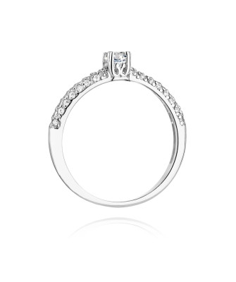 Złoty pierścionek z diamentami białe złoto 0,36ct