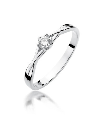 Złoty pierścionek z diamentem Białe złoto EW-340 0,12ct