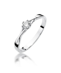 Złoty pierścionek z diamentem Białe złoto EW-340 0,12ct