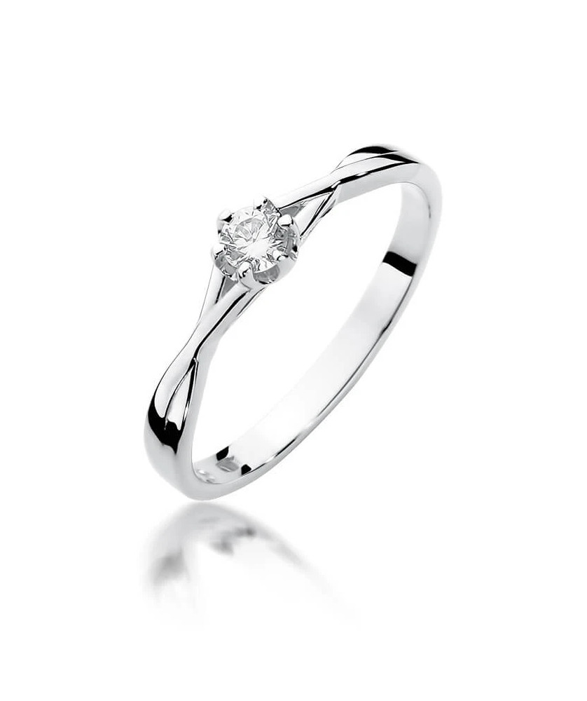 Złoty pierścionek z diamentem Białe złoto EW-340 0,12ct