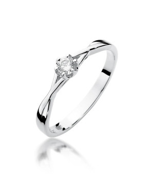 Złoty pierścionek z diamentem Białe złoto EW-340 0,12ct