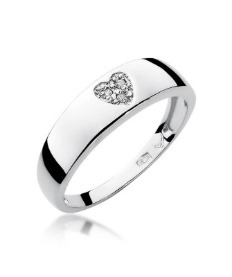 Złoty pierścionek z diamentem Białe złoto EW-64 0,03ct