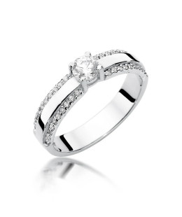 Złoty pierścionek z diamentem Białe złoto EW-356 0,45ct