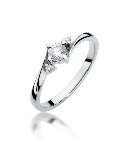 Złoty pierścionek z diamentem Białe złoto EW-346b 0,28ct