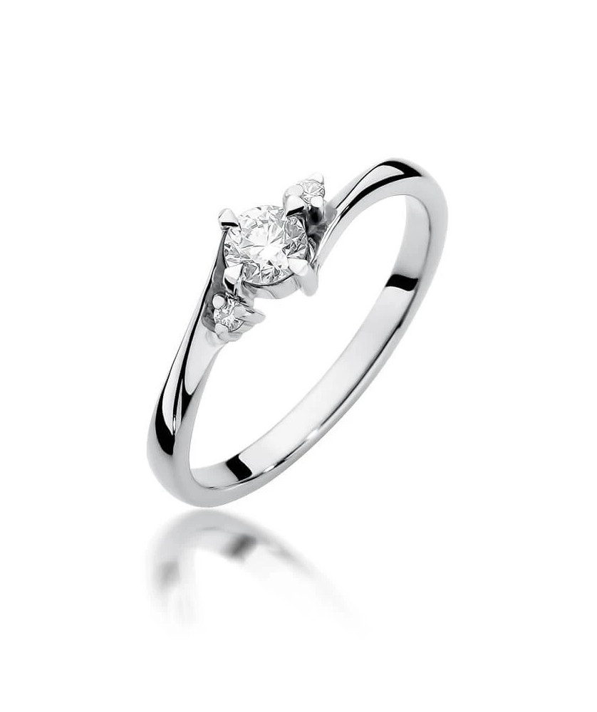 Złoty pierścionek z diamentem Białe złoto EW-346b 0,28ct