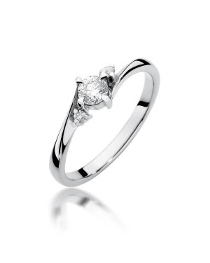 Złoty pierścionek z diamentem Białe złoto EW-346b 0,28ct