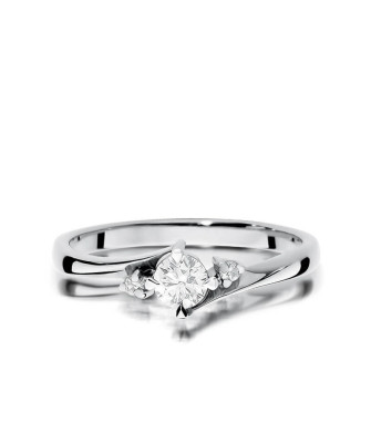 Złoty pierścionek z diamentem Białe złoto EW-346b 0,28ct
