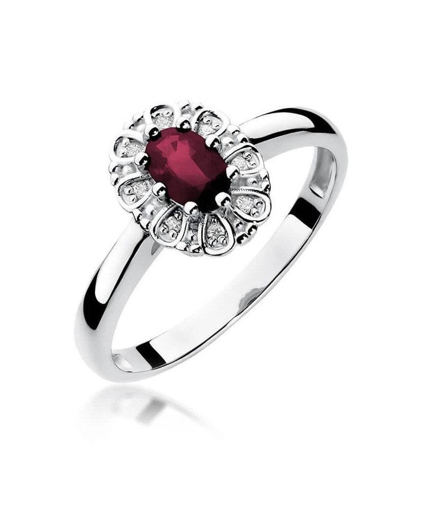 Rubin pierścionek białe złoto 0,60ct