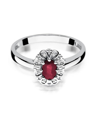 Rubin pierścionek białe złoto 0,60ct