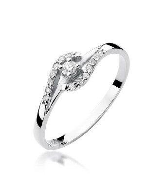 Złoty pierścionek z diamentem Białe złoto EW-237 0,11ct