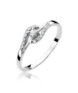 Złoty pierścionek z diamentem Białe złoto EW-237 0,11ct