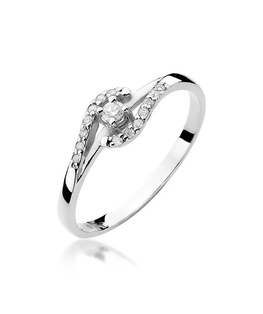 Złoty pierścionek z diamentem Białe złoto EW-237 0,11ct