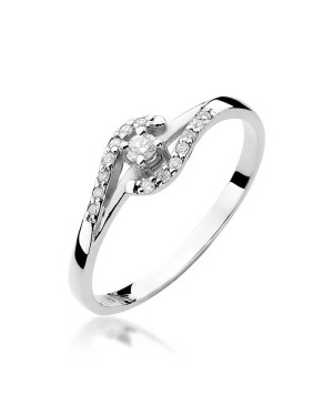 Złoty pierścionek z diamentem Białe złoto EW-237 0,11ct