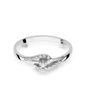 Złoty pierścionek z diamentem Białe złoto EW-237 0,11ct