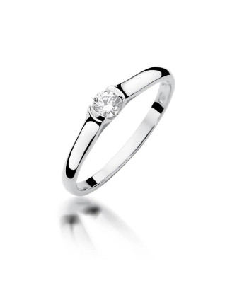 Złoty pierścionek z diamentem Białe złoto EW-369 0,15ct