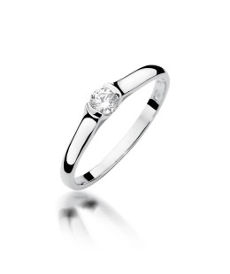 Złoty pierścionek z diamentem Białe złoto EW-369 0,15ct