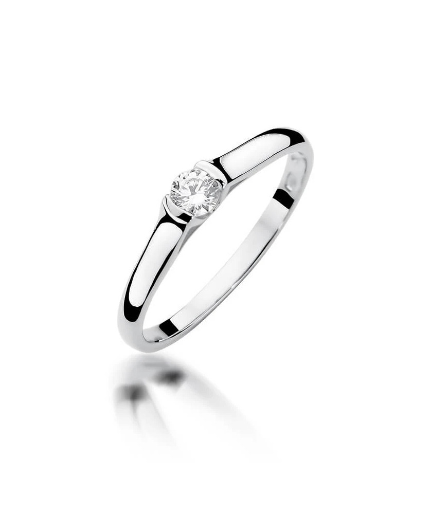 Złoty pierścionek z diamentem Białe złoto EW-369 0,15ct