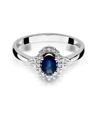 Pierścionek złoty z szafirem białe złoto