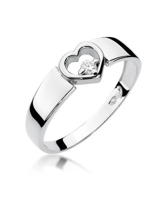 Złoty pierścionek z diamentem Białe złoto EW-276 0,04ct