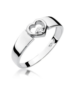 Złoty pierścionek z diamentem Białe złoto EW-276 0,04ct