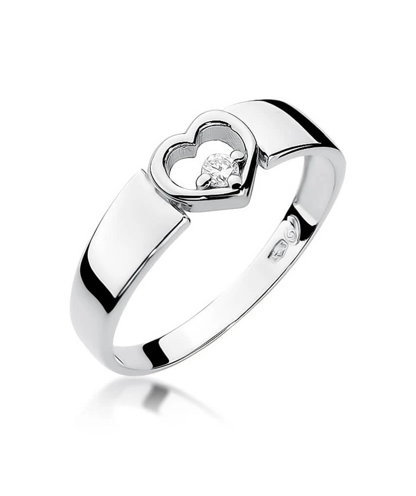 Złoty pierścionek z diamentem Białe złoto EW-276 0,04ct