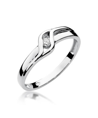 Złoty pierścionek z diamentem Białe złoto EW-178 0,04ct