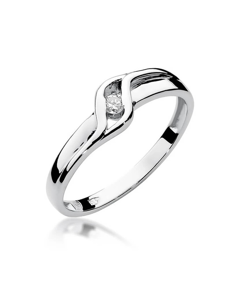 Złoty pierścionek z diamentem Białe złoto EW-178 0,04ct