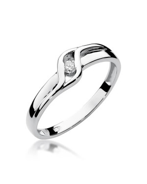 Złoty pierścionek z diamentem Białe złoto EW-178 0,04ct