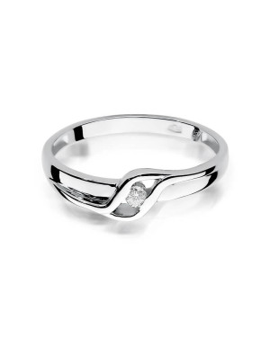 Złoty pierścionek z diamentem Białe złoto EW-178 0,04ct