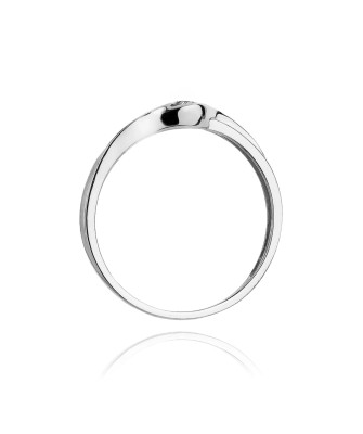 Złoty pierścionek z diamentem Białe złoto EW-178 0,04ct