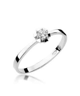 Złoty pierścionek z diamentem Białe złoto EW-53 0,10ct