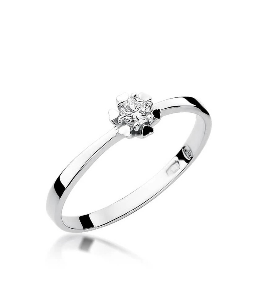 Złoty pierścionek z diamentem Białe złoto EW-53 0,10ct